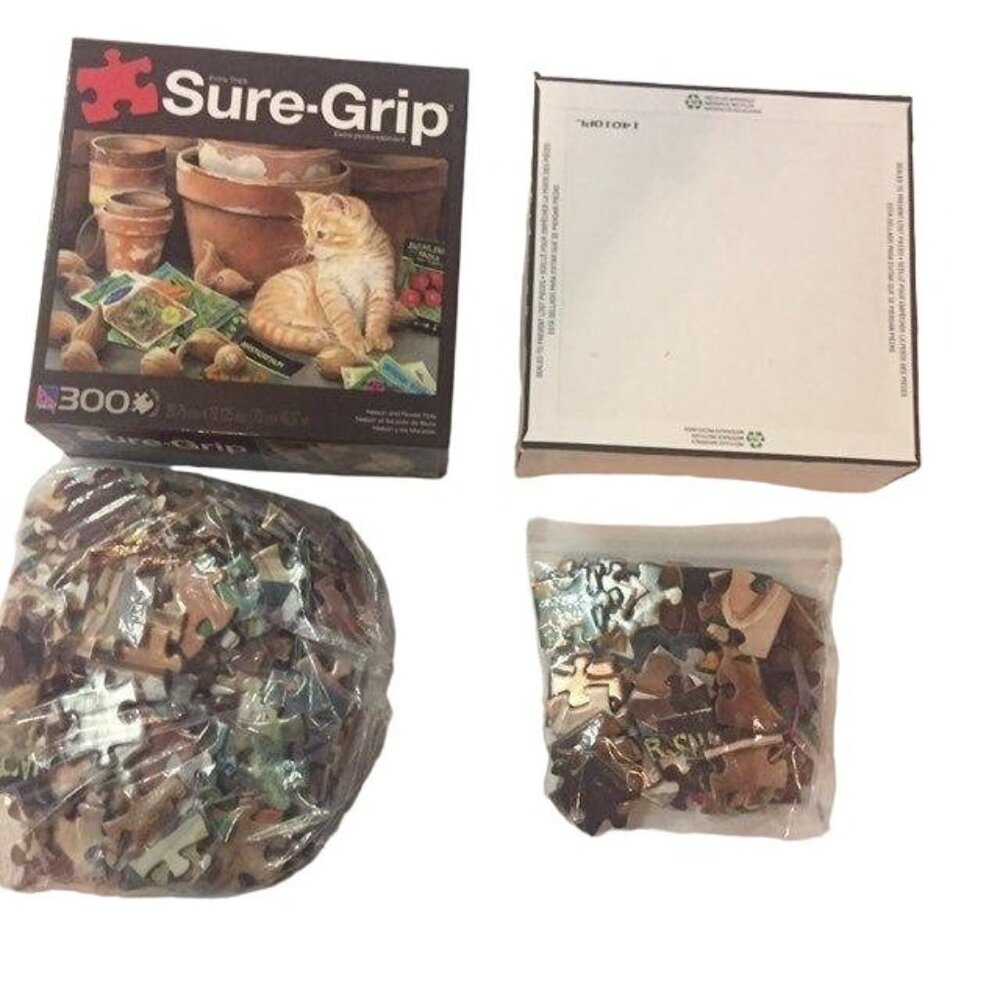 Sure-Grip 300 Piece Puzzle Nelson Flowers PotCat Gardening Extra Thick 2011 Used - Picture 3 of 9